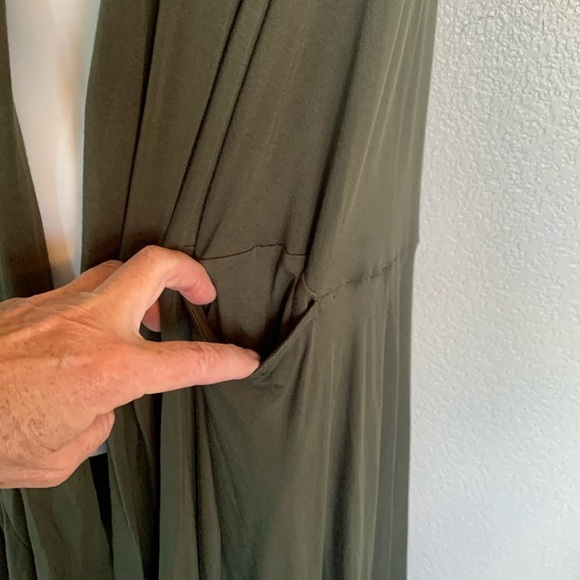 AGNES & DORA Cascade vest, knee length, olive, waterfall front S EUC - Picture 9 of 15